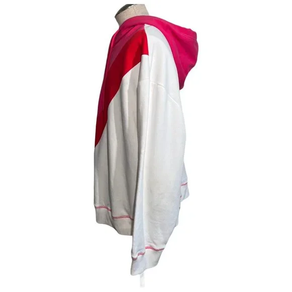 Maeve By Anthropologie Hoodie Sweatshirt Size 3X Chevron Colorblock Hot Pink Red - Picture 3 of 8